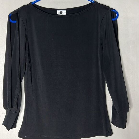 ING International Newport Group Black relaxed fit split long sleeve top - Picture 4 of 11